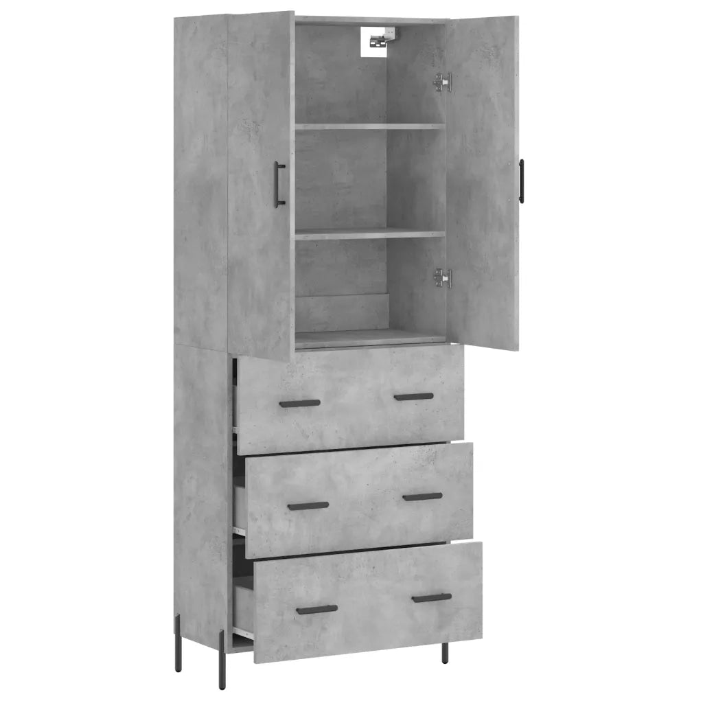 Credenza Grigio Cemento 69,5x34x180 cm in Legno Multistrato 3195855