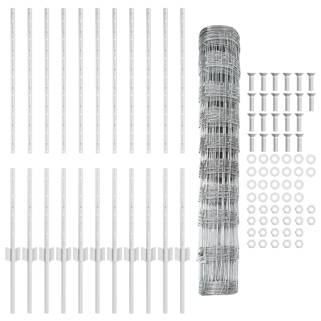 Pali per Recinzione  22 pcs U-Channel 100 cm in Acciaio Zincato