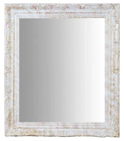 Biscottini Specchio Specchiera da parete e appendere verticale/orizzontale L64xPR4xH74 cm finitura bianco anticato