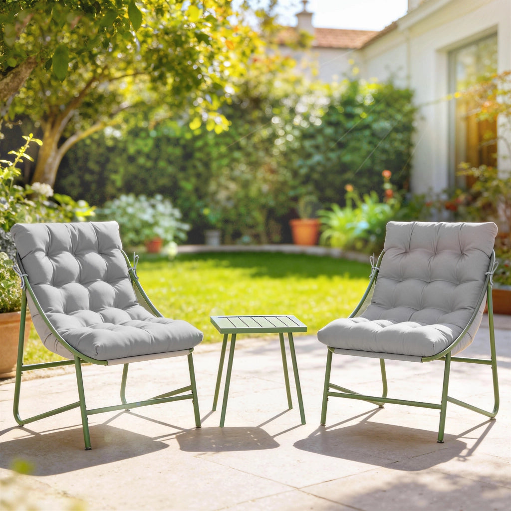 Set da giardino 3 pezzi con tavolino e cuscini ¨C zephmum ¨C grigio chiaro