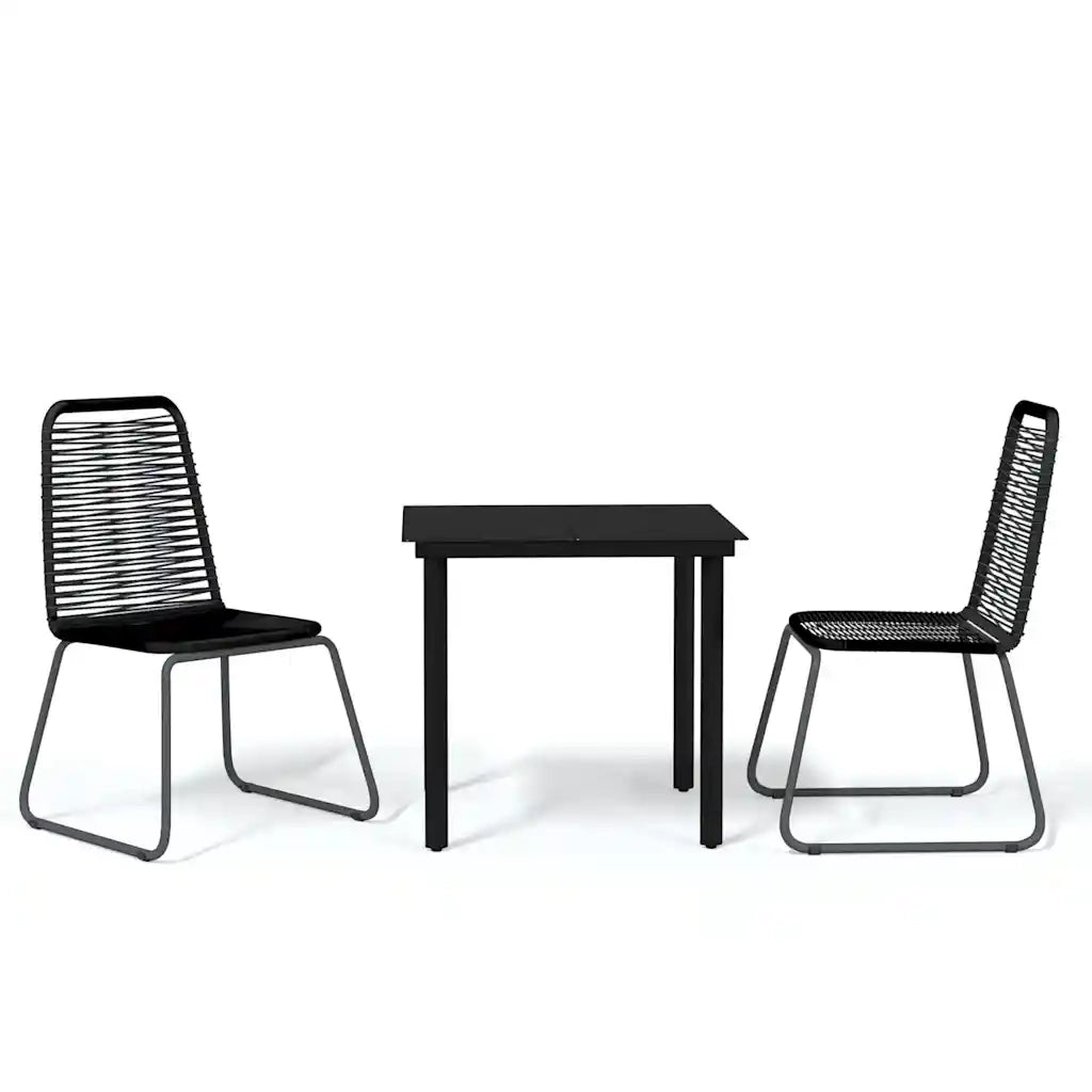 Set Mobili da Pranzo per Giardino 3 pz Nero cod mxl 32822