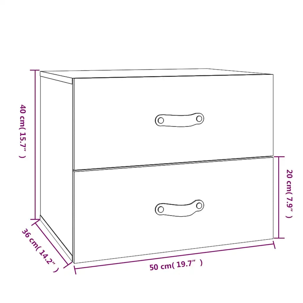 Comodini a Muro 2 pz Marrone Miele 50x36x40 cm