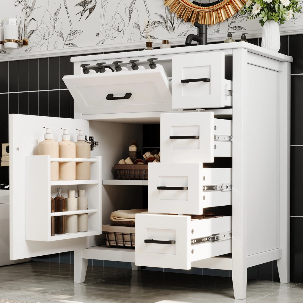 Mobile da Bagno con Lavabo Integrato e Cassetti ¨C MINIMAL ¨C Bianco 76x46x90