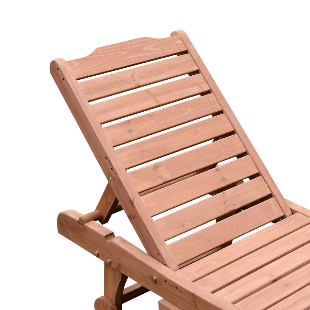 Lettino Prendisole da Giardino 182x60x35 cm con Ruote e Vassoio Estraibile in Legno