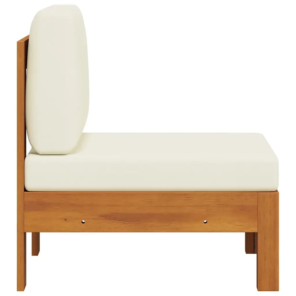 Divano Centrale con Cuscini Bianco Crema in Massello di Acacia cod mxl 76493