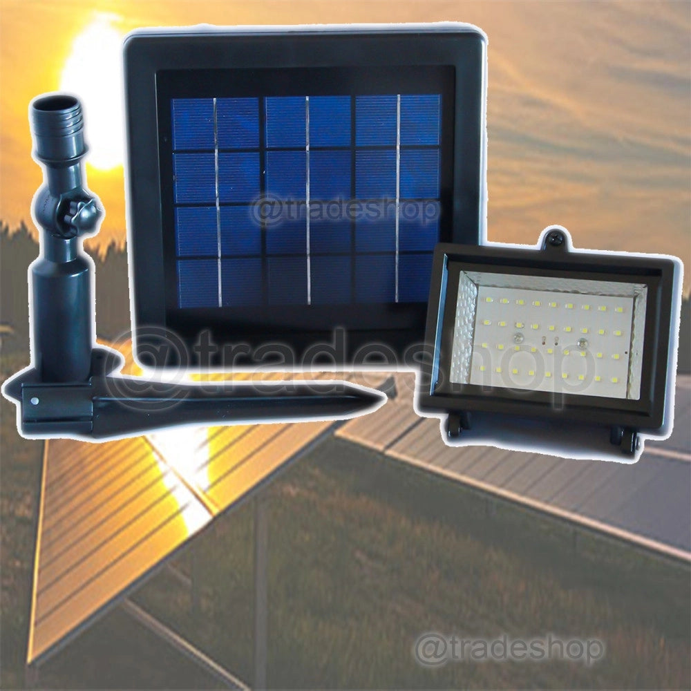Trade Shop - Faretto Faro Ad Energia Solare 36 Led Smd Da Giardino Pannello Batteria Ricarica -