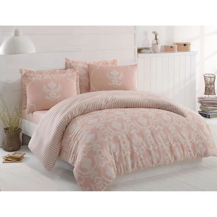 Completo letto - 1 copripiumino 220 x 240 cm + 2 federe 60 x 60 cm - 65% cotone, 35% poliestere - Cipria