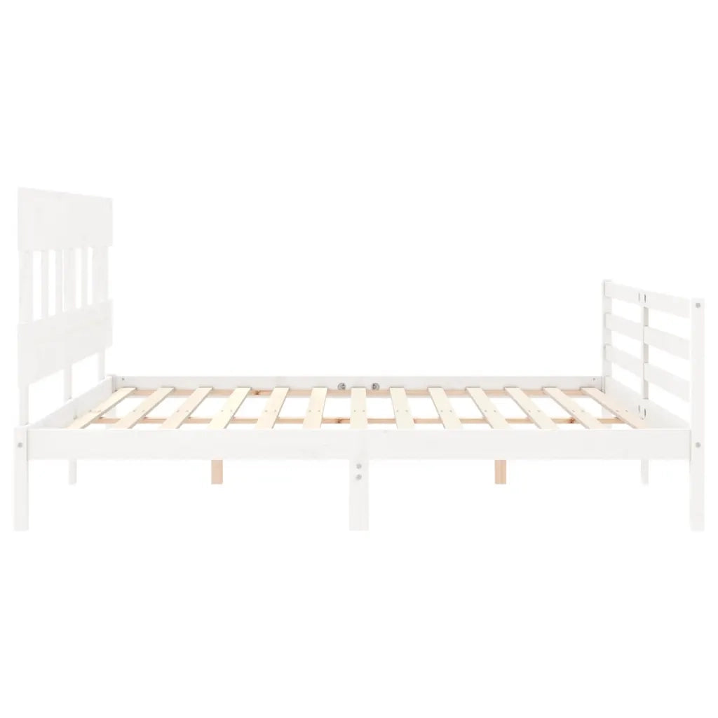 Giroletto con Testiera Bianco 200x200 cm in Legno Massello 3195177