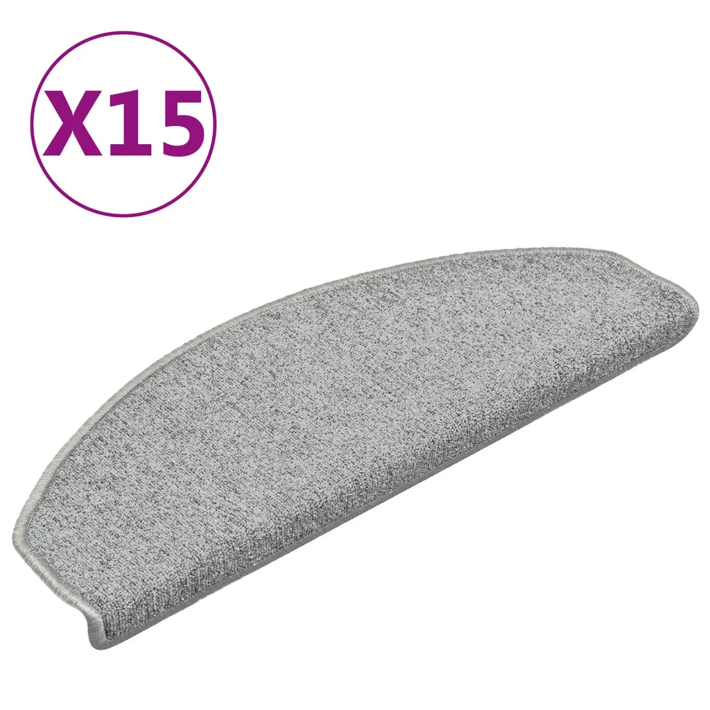 Tappetini per scale 15 pz 65x24x4 cm Grigio chiaro Semicircolari Grandi 322371