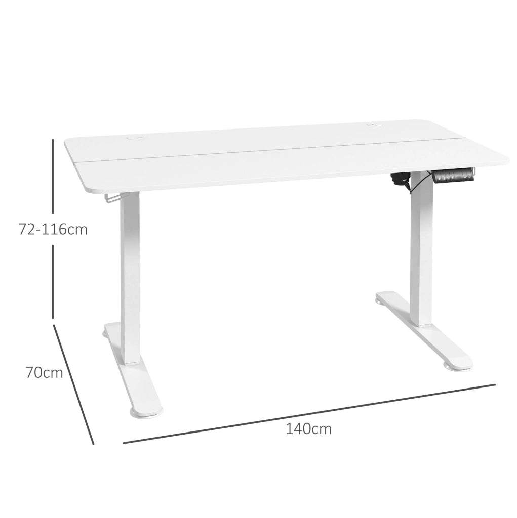 Scrivania elettrica regolabile in altezza 140 x 70 cm bianca