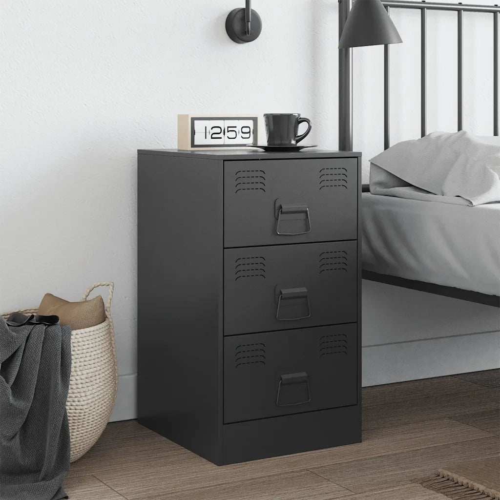 Comodino Nero 34,5x39x62 cm in Acciaio 841775