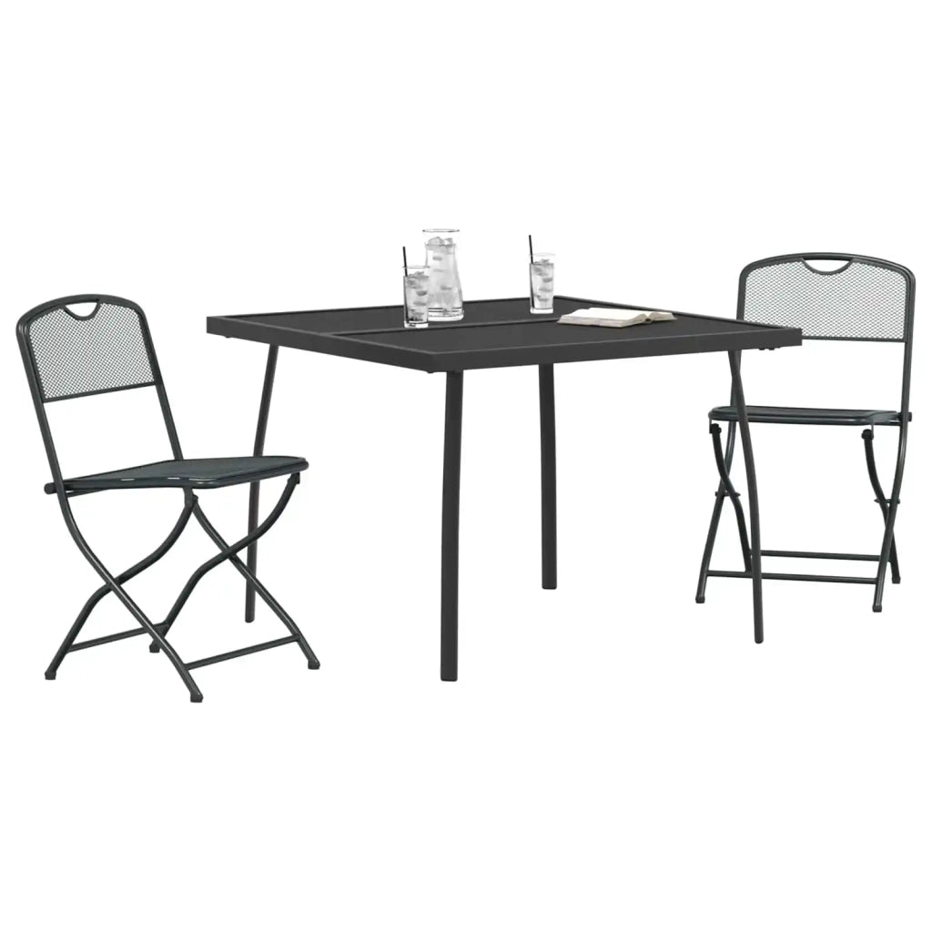Set di Mobili da Esterno 3 pcs Antracite Ferro e Acciaio