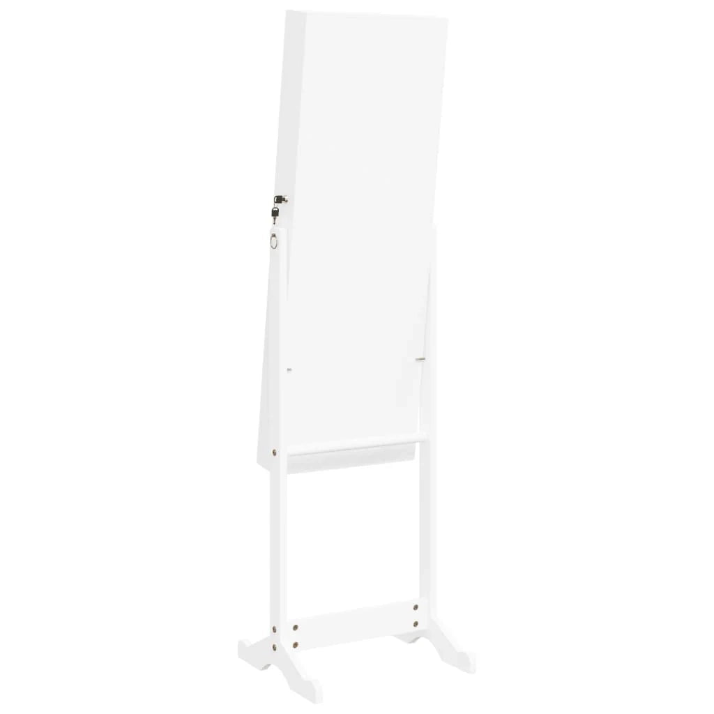 Mobiletto portagioielli mobile contenitore organizer per camera da letto spogliatoio bagno specchio con luci LED autoportante bianco 02_0022852