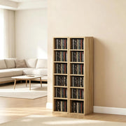 Set 2 colonne porta CD in truciolare rovere, 12 scomparti