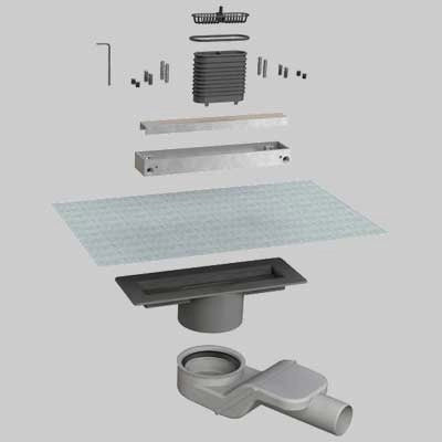 CANALINA DOCCIA ALLUMINIO IN KIT GRIGLIA DOUBLE FACE  CM. 100     BONOMINI