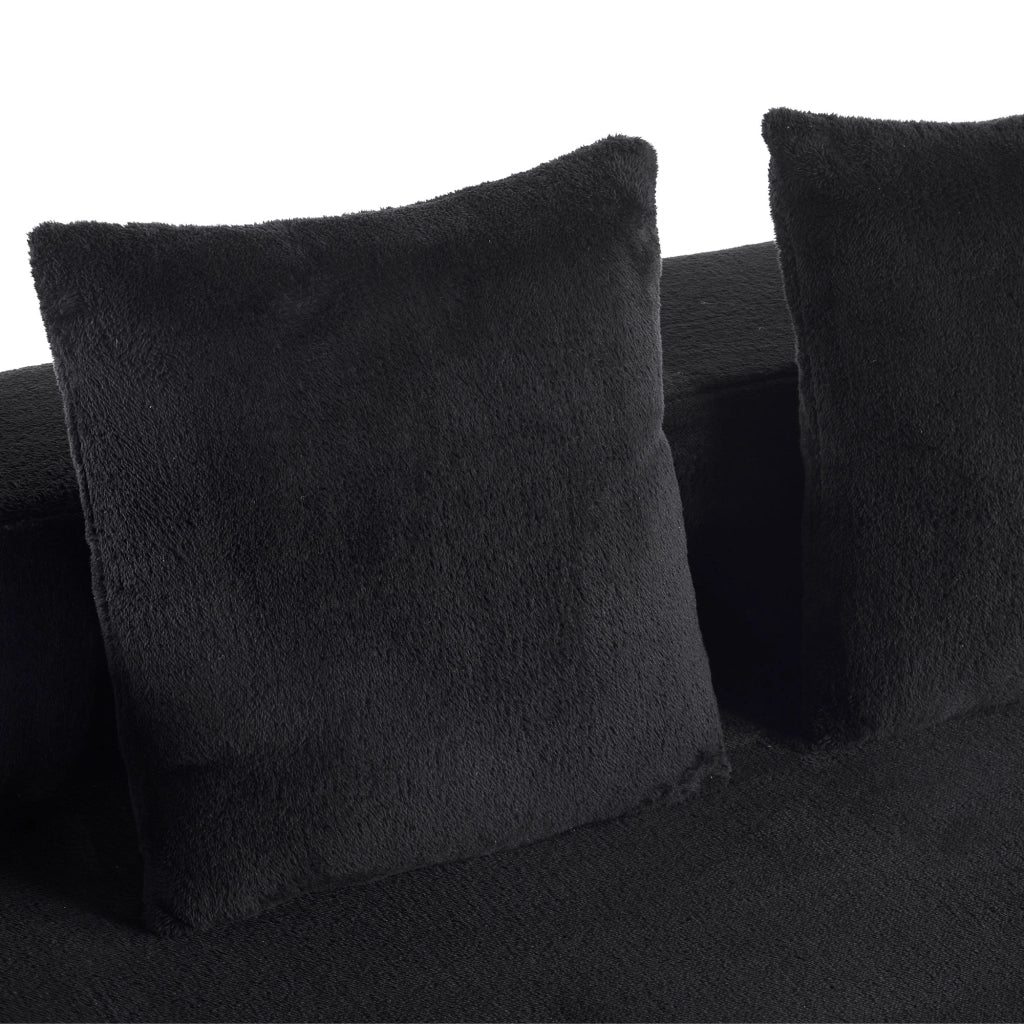 Divano letto pieghevole 2 posti - funzione letto e cuscini inclusi - in schiuma - nero