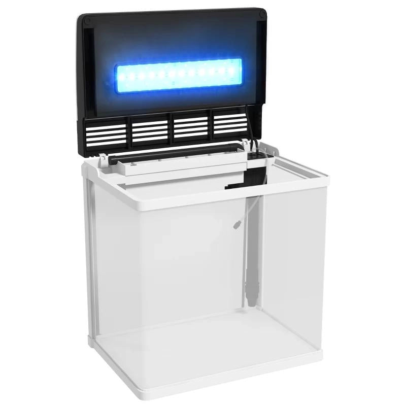 ACQUARIO 28L A ILLUMINAZIONE LED CON FORI DI VENTILAZIONE E POMPA, IN VETRO E ABS, 38X26X38CM