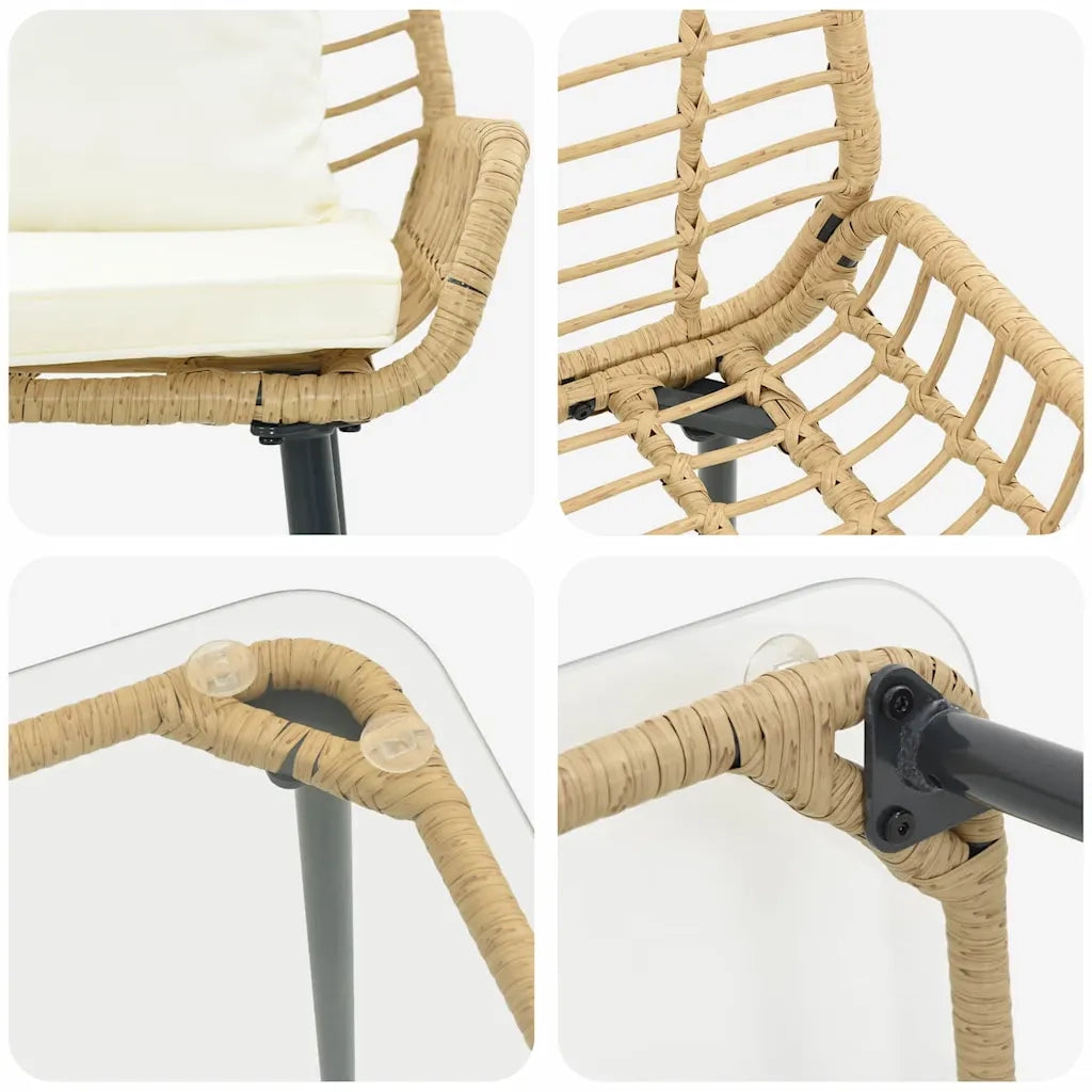 Set di Mobili da Giardino 4 pcs Nero e Crema polyrattan 3379043