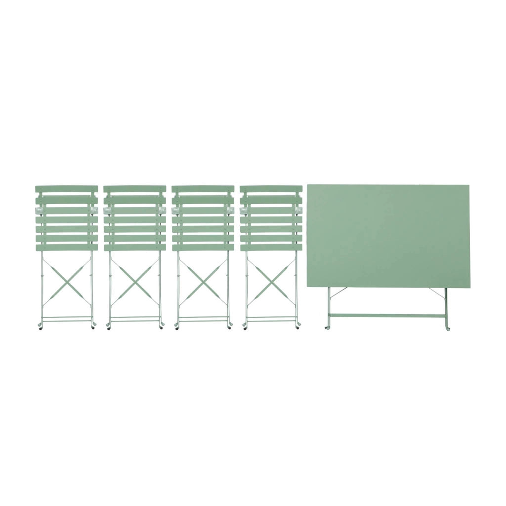 Set tavolo da giardino pieghevole in acciaio con 4 sedie, 110cm, verde