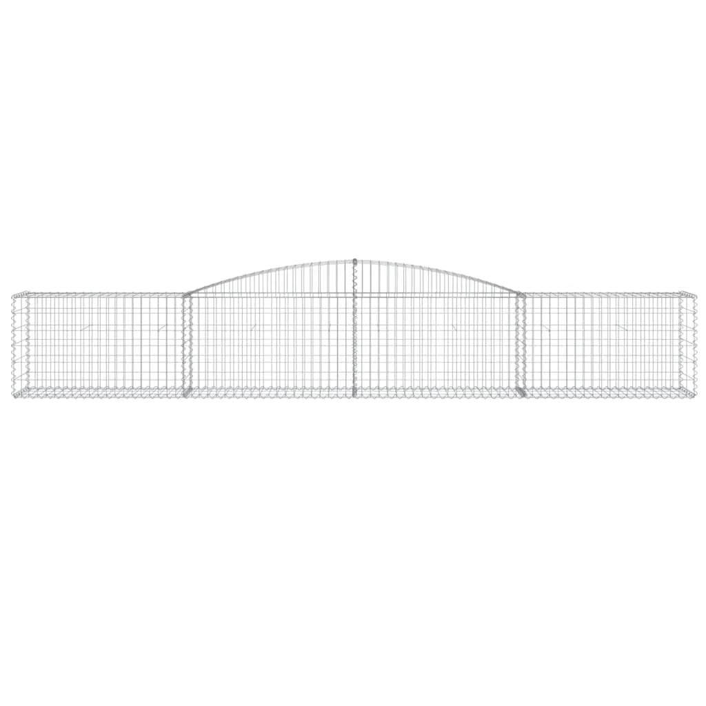 Cestini gabbioni recinzione a gabbia muro di contenimento ad arco 10 pezzi 400 x 50 x 60/80 cm ferro zincato argento 02_0040303