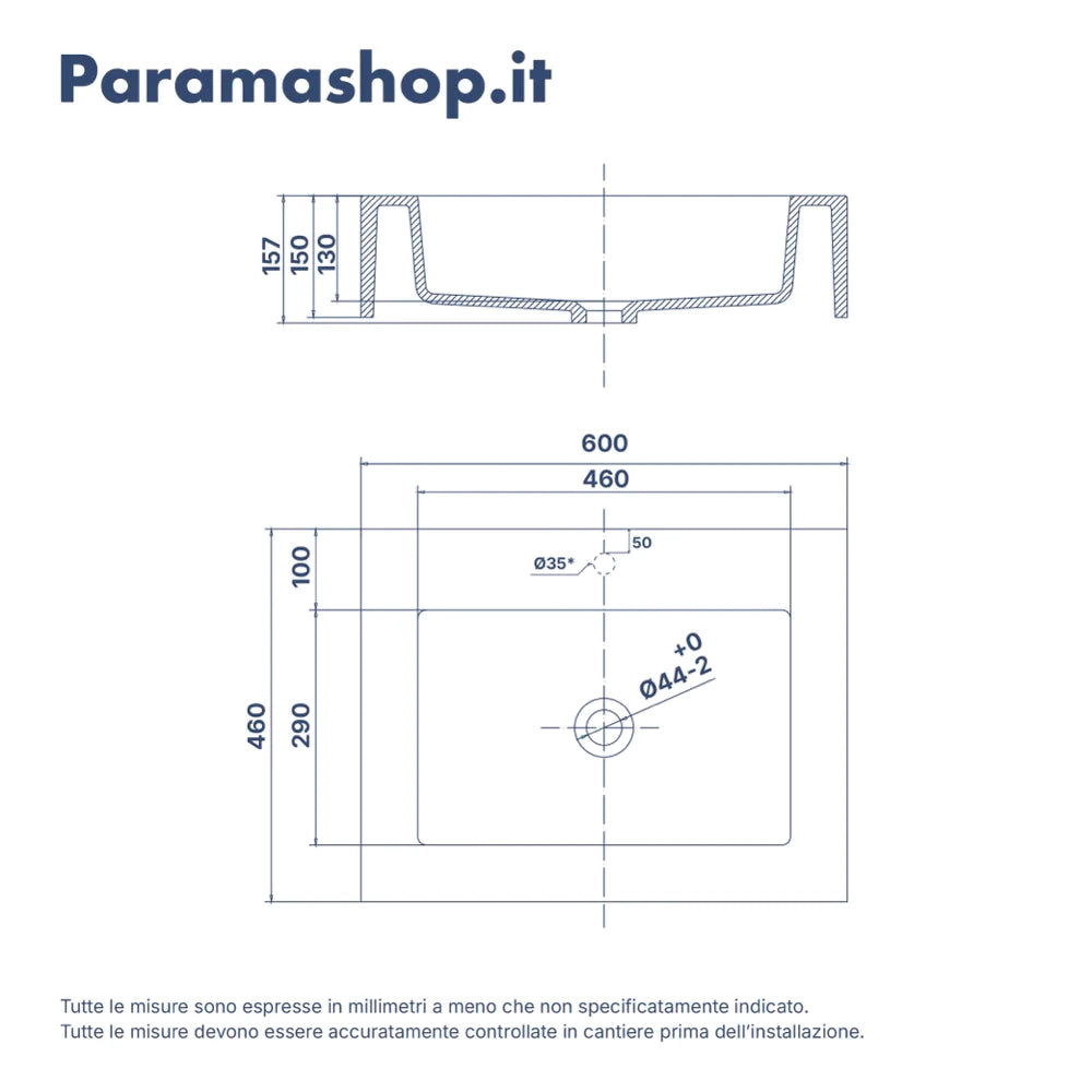 Lavabo sospeso in marmoresina 60cm grigio opaco | Koro