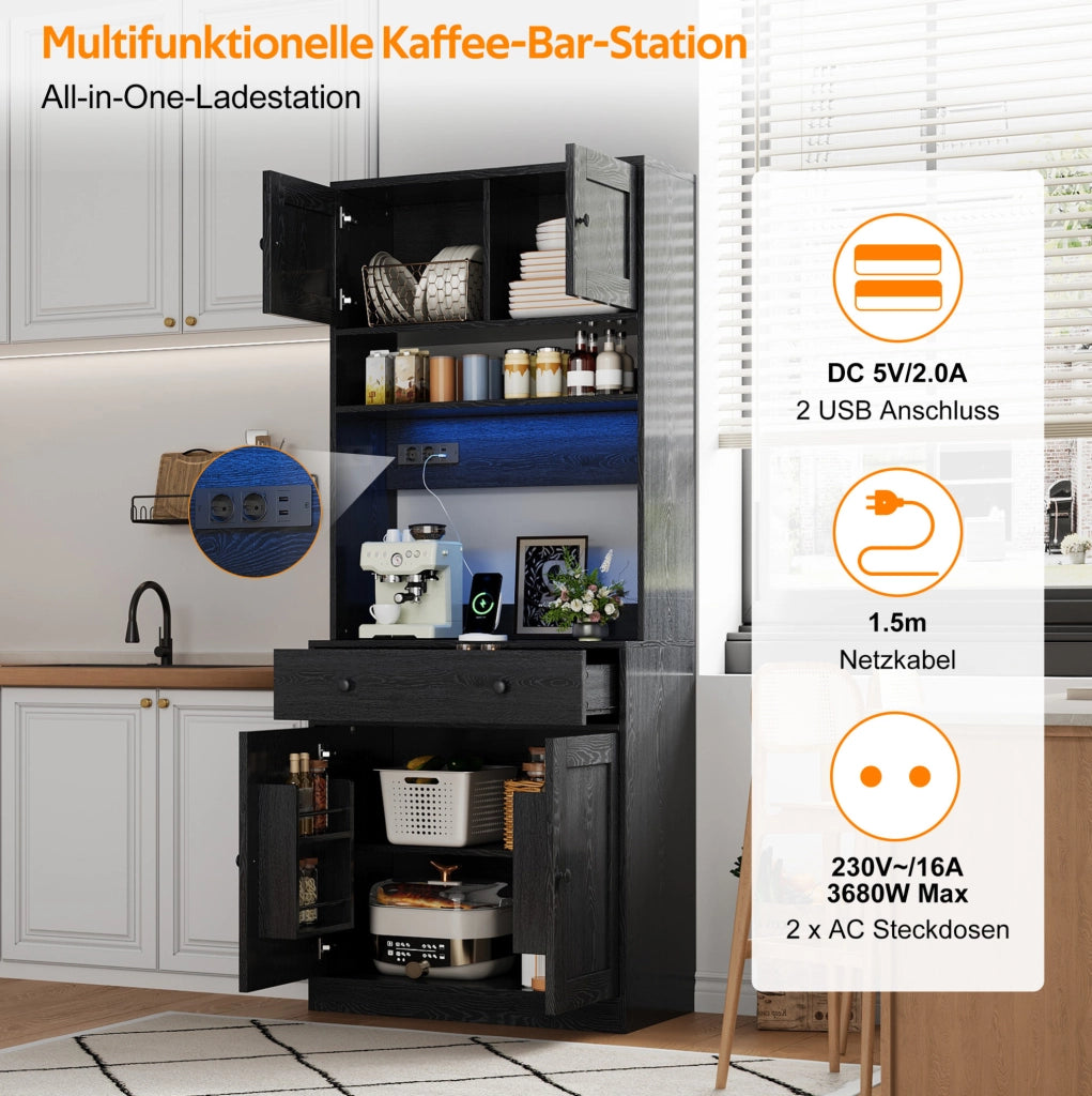 Colonna cucina 72x40x180 cm con LED RGB e prese