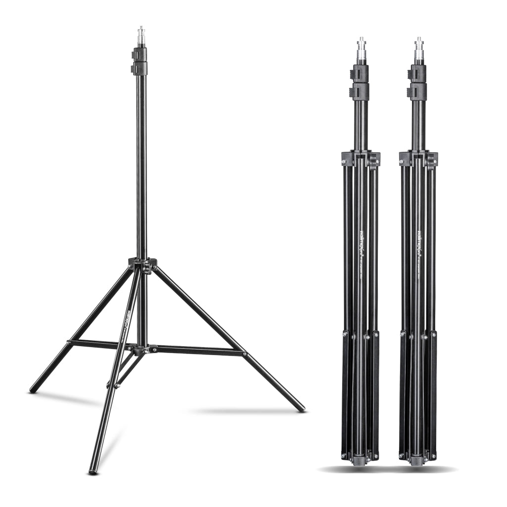 WT-803 Stativo per luci con adattatore Set di 3 - Treppiede in alluminio per studio foto, altezza max 208 cm portata max 3,5 kg per flash softbox
