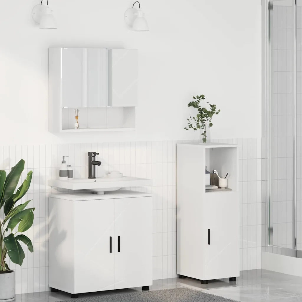 Set di mobili per il bagno Montaggio a parete 3 pcs Bianco 3392943