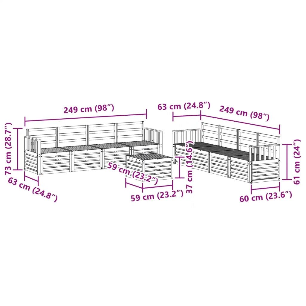 Set di divani da esterno 9 pcs Bianco 59 x 59 x 37 cm 3391584
