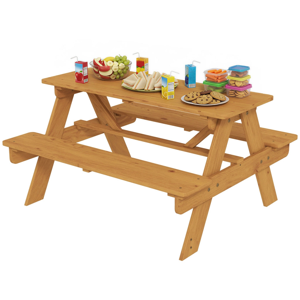 Set tavolo e panche da giardino bambini ¨C zephmum ¨C legno massello naturale