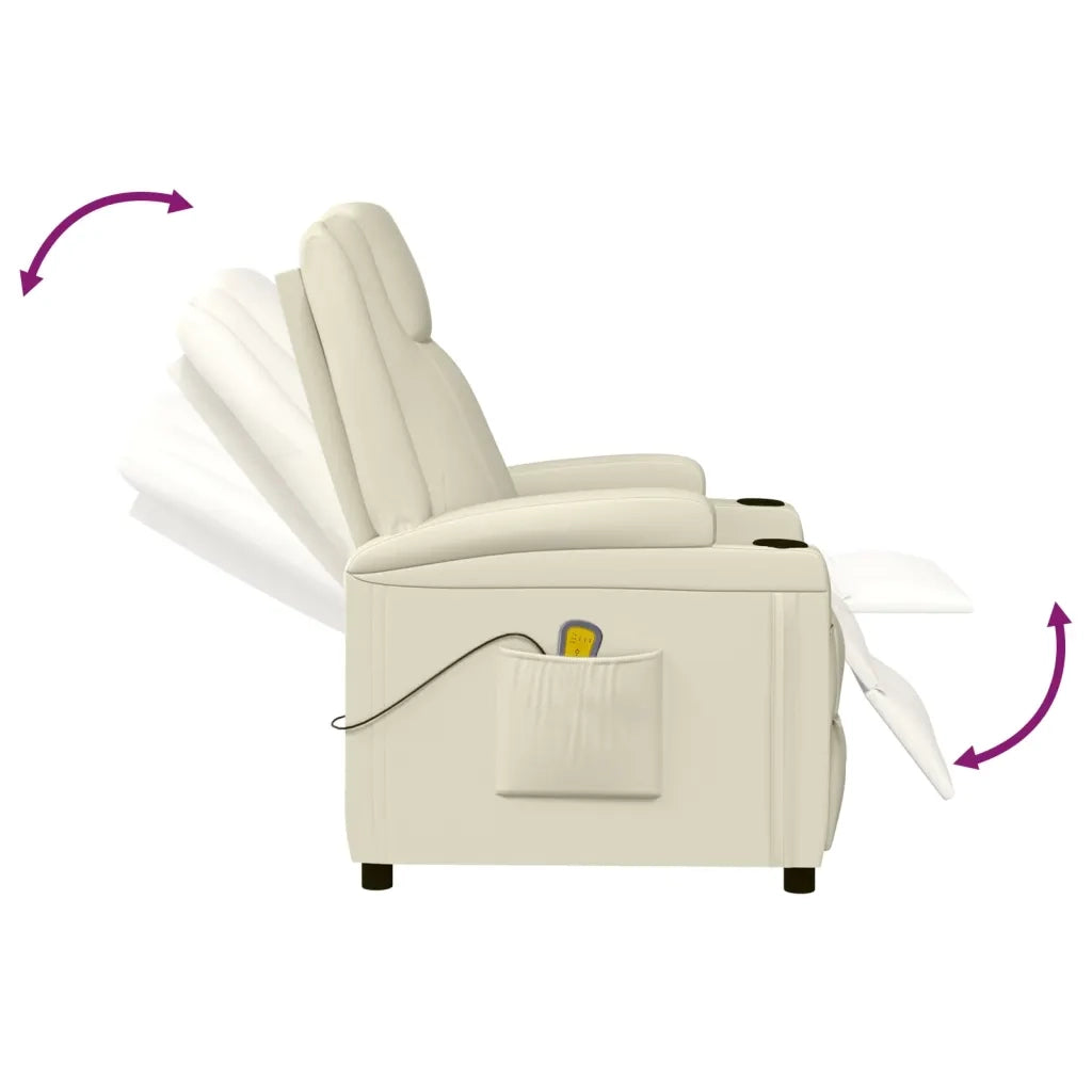 Poltrona Massaggiante Bianco Crema in Similpelle 342713