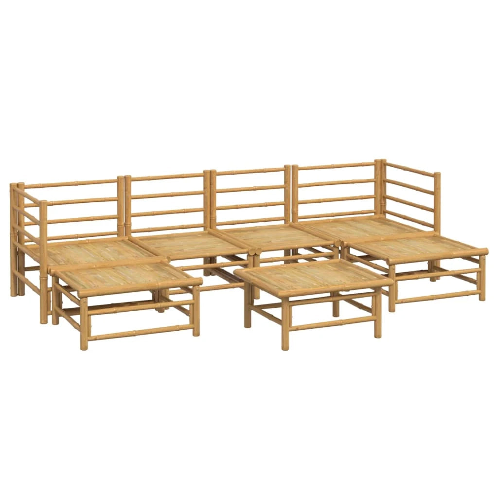 Set di mobili da giardino per esterni 7 pezzi con cuscini in bambù grigio chiaro 02_0017191