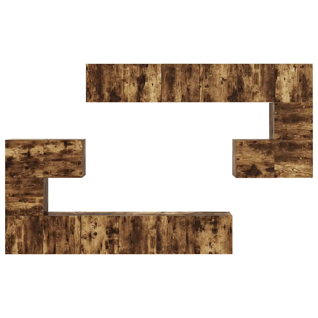 Set Mobili Porta TV 10 pz Rovere Fumo in Legno Multistrato cod mxl 27998