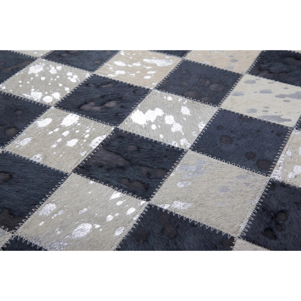 Tappeto Rocket 200 in Vera Pelle Argento e Grigio