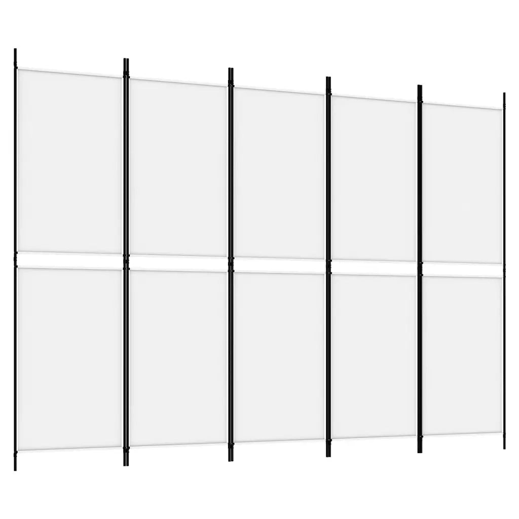 Divisorio a 5 Pannelli Bianco 250x180 cm Tessuto 350218