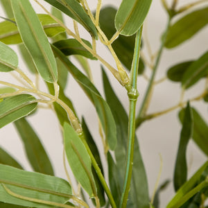 Pianta di Bambù Artificiale Alta 90 cm da 504 Foglie con Vaso in Cemento Ø15x12.5 cm in PEVA e PP Verde