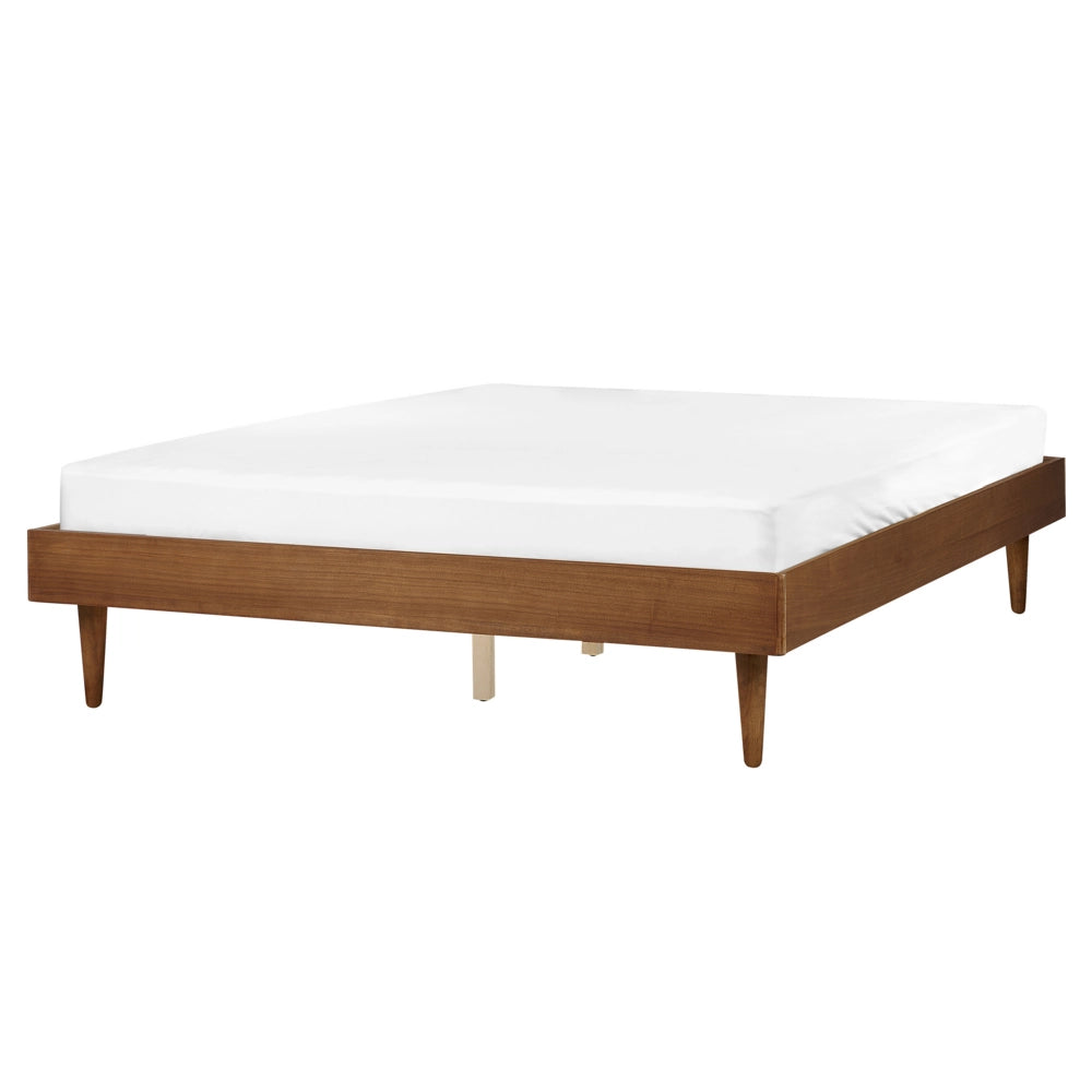 Letto in frassino marrone 160 x 200 cm con rete a doghe senza testata LED stile rustico minimalista