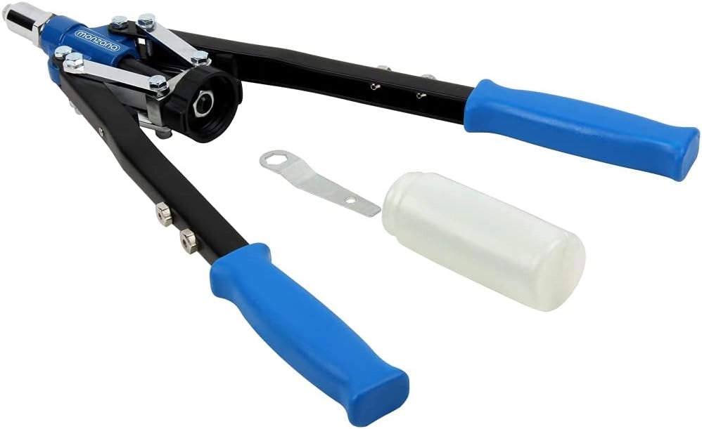 Deuba Set Pinza Rivettatrice 5 Mandrini 75 Dadi 3,2-6,4 mm Contenitore di Raccolta Manici Lunghi Ergonomici
