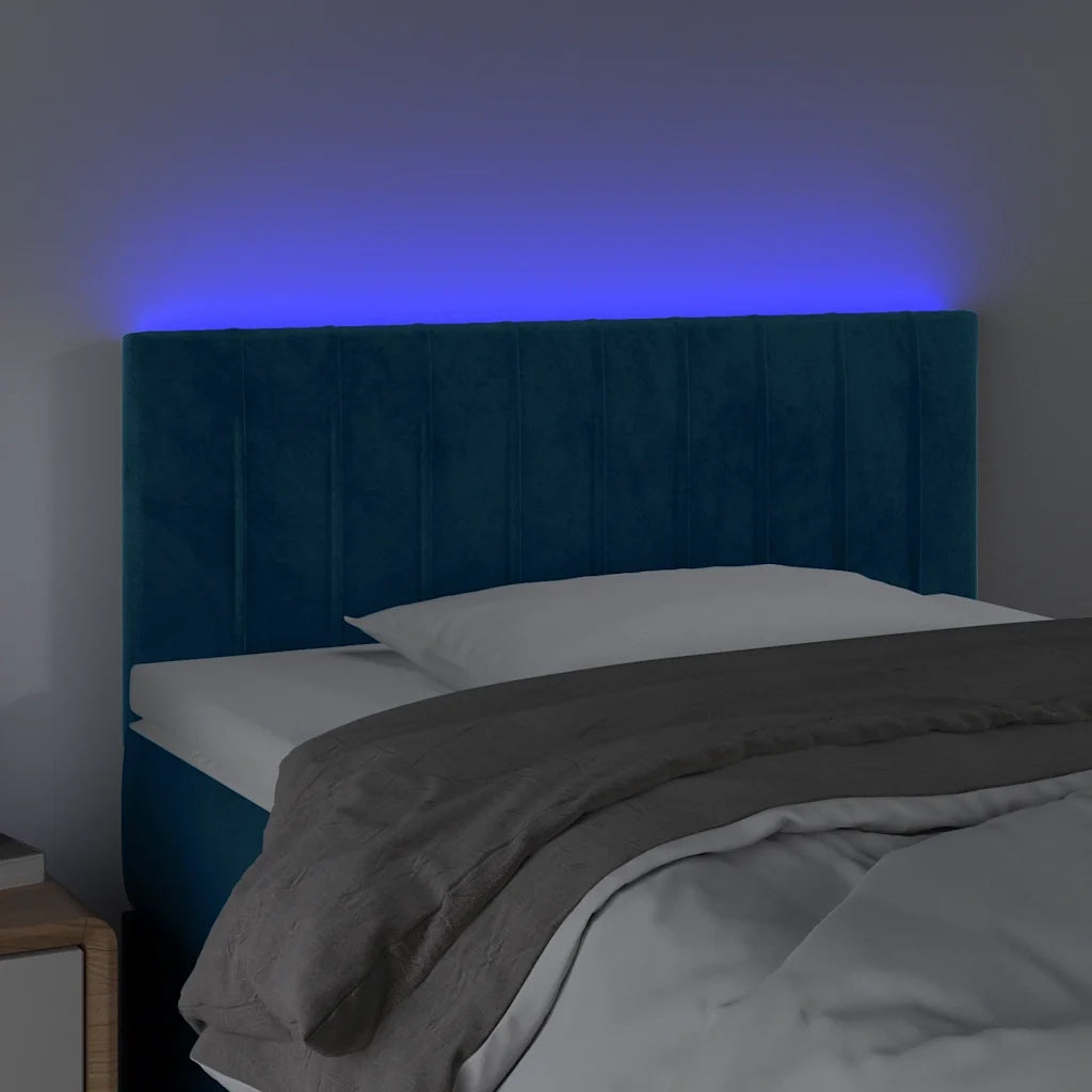 Testiera a LED Blu Scuro 80x5x78/88 cm in Velluto