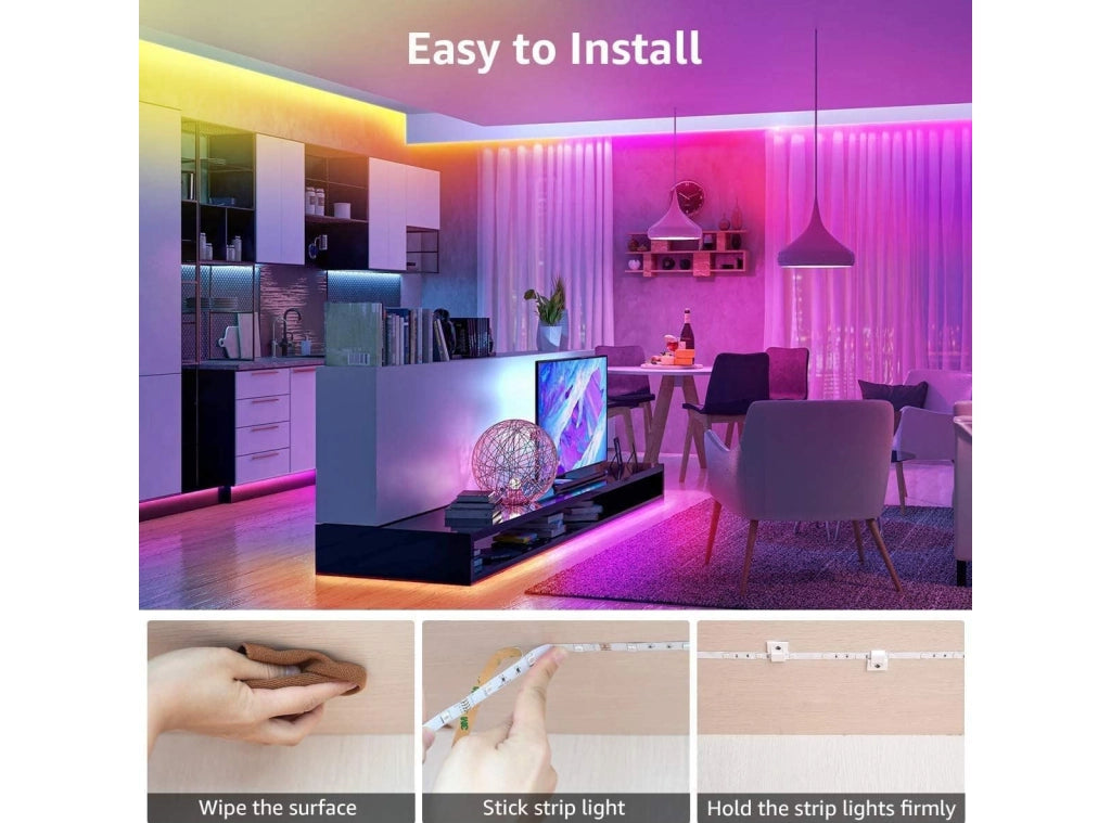 Striscia Led 5 Metri RGB 5050 Controllo con Telecomando 44 Tasti Non Impermeabile Luci Led Colorate per Decorazioni da Interni