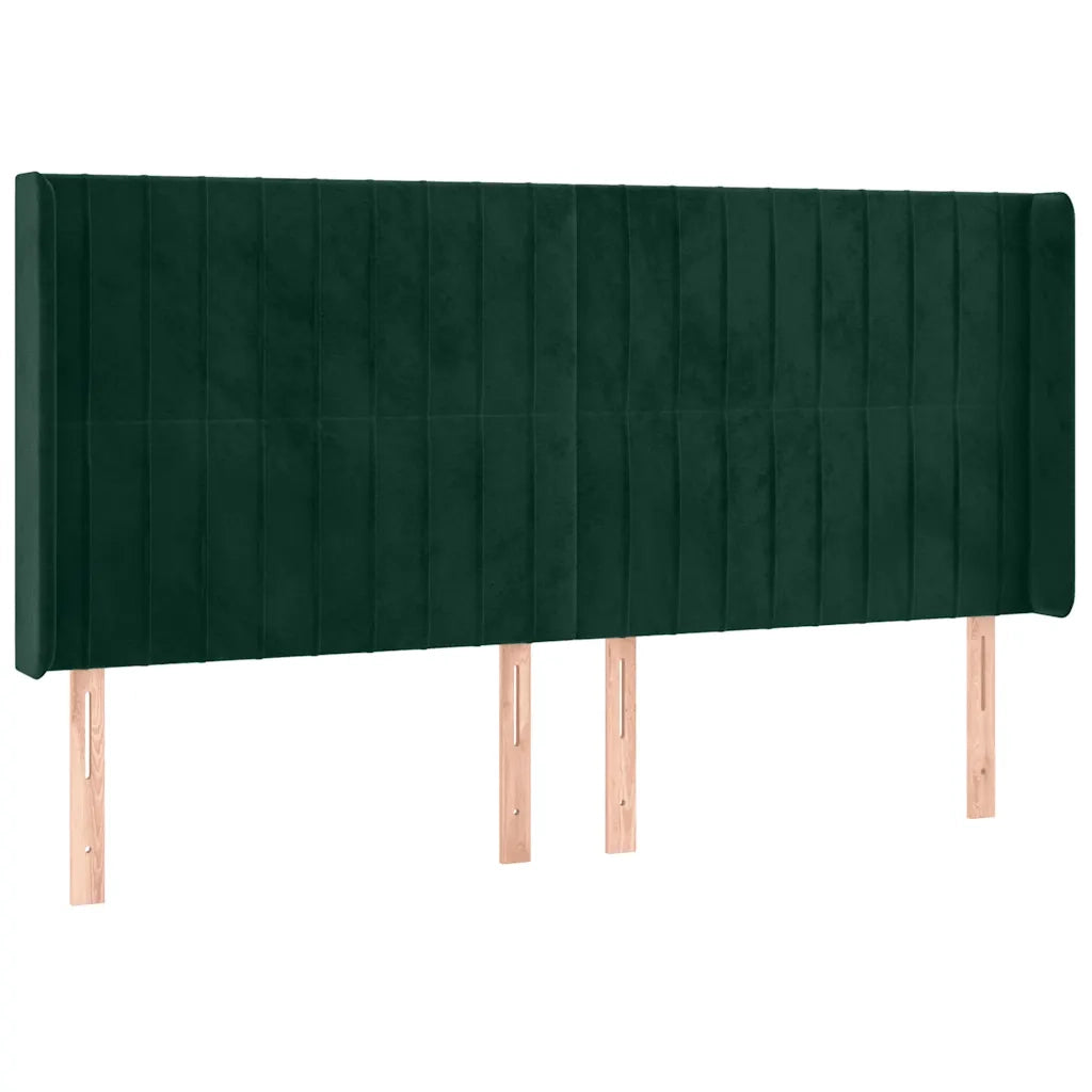 Letto a Molle con Materasso e LED Verde Scuro 180x200cm Velluto 3139700