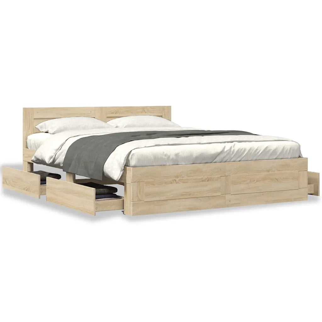 Struttura del letto 2 pcs Sonoma 153 x 203 cm Legno multistrato 3402855