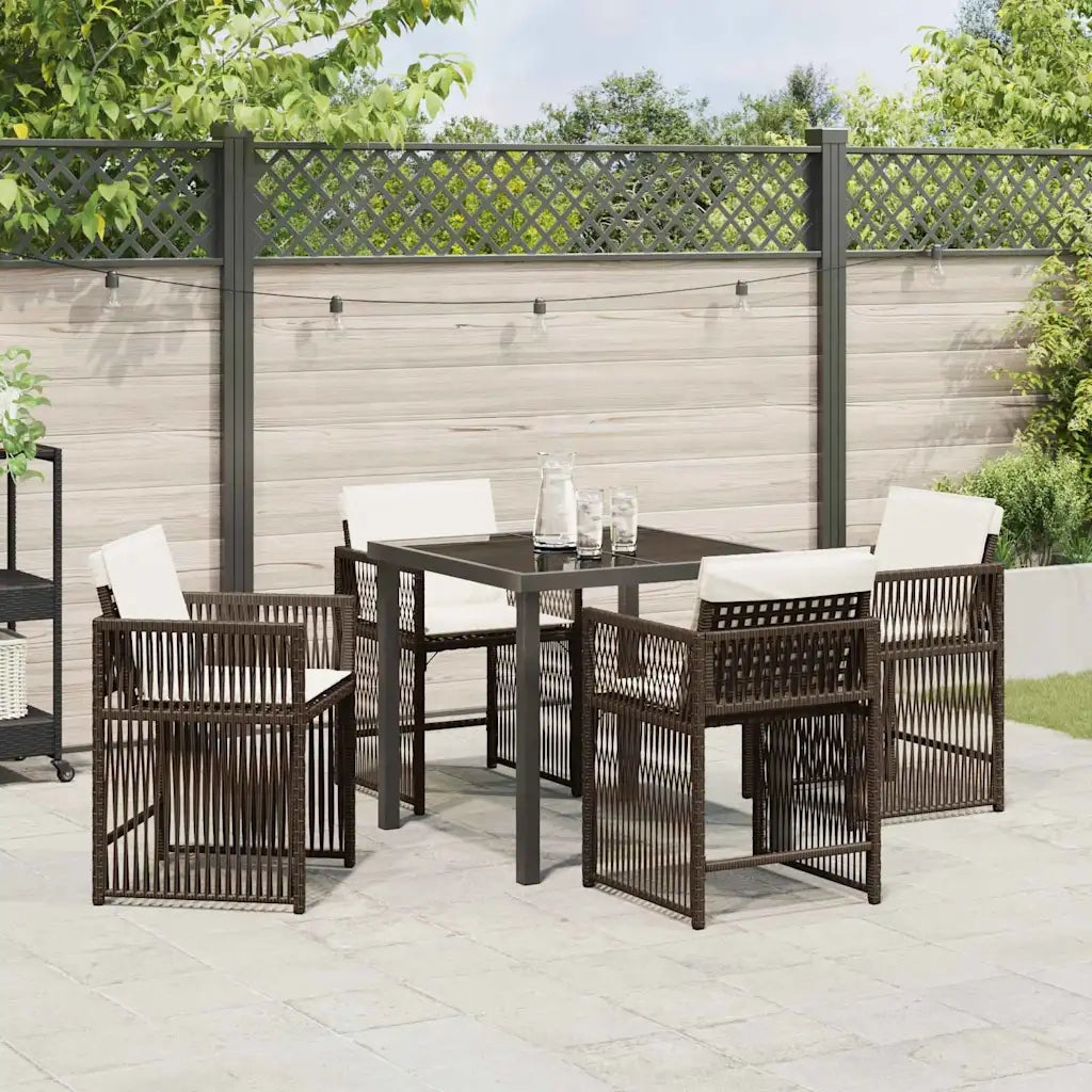 Set da Pranzo per Giardino 5 pcs Marrone polyrattan 3380781