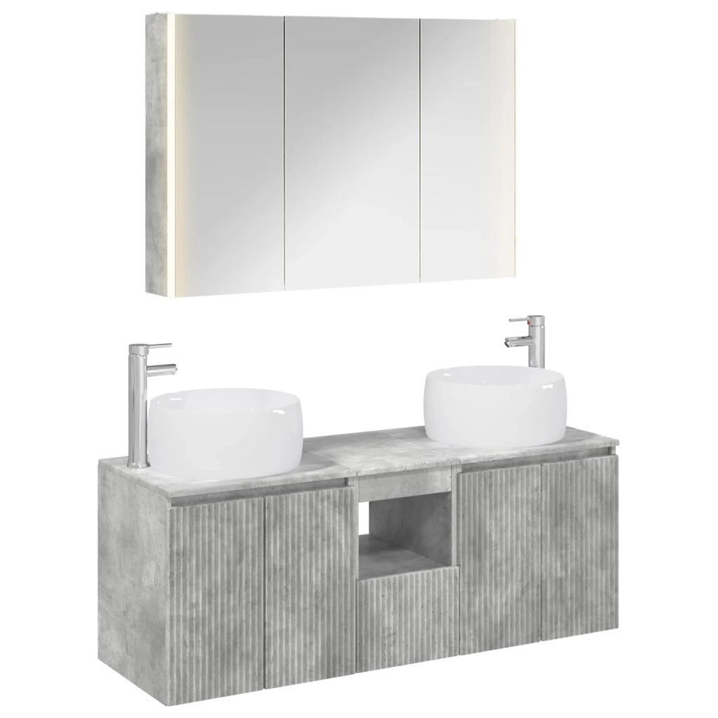 Set di Armadi da Bagno 4 pcs Grigio Cemento 3406546