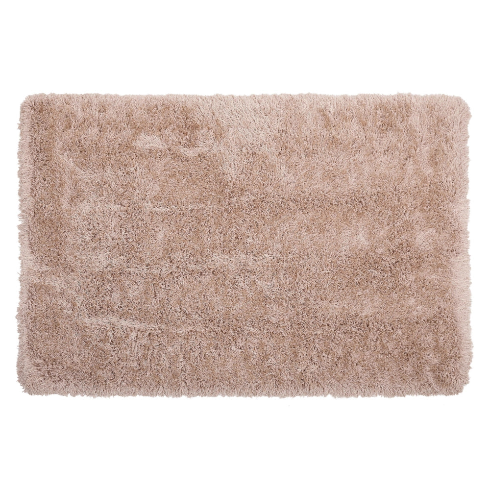 Tappeto Shaggy Tappeto a pelo lungo Solid Beige Poliestere Rettangolare 140 x 200 cm