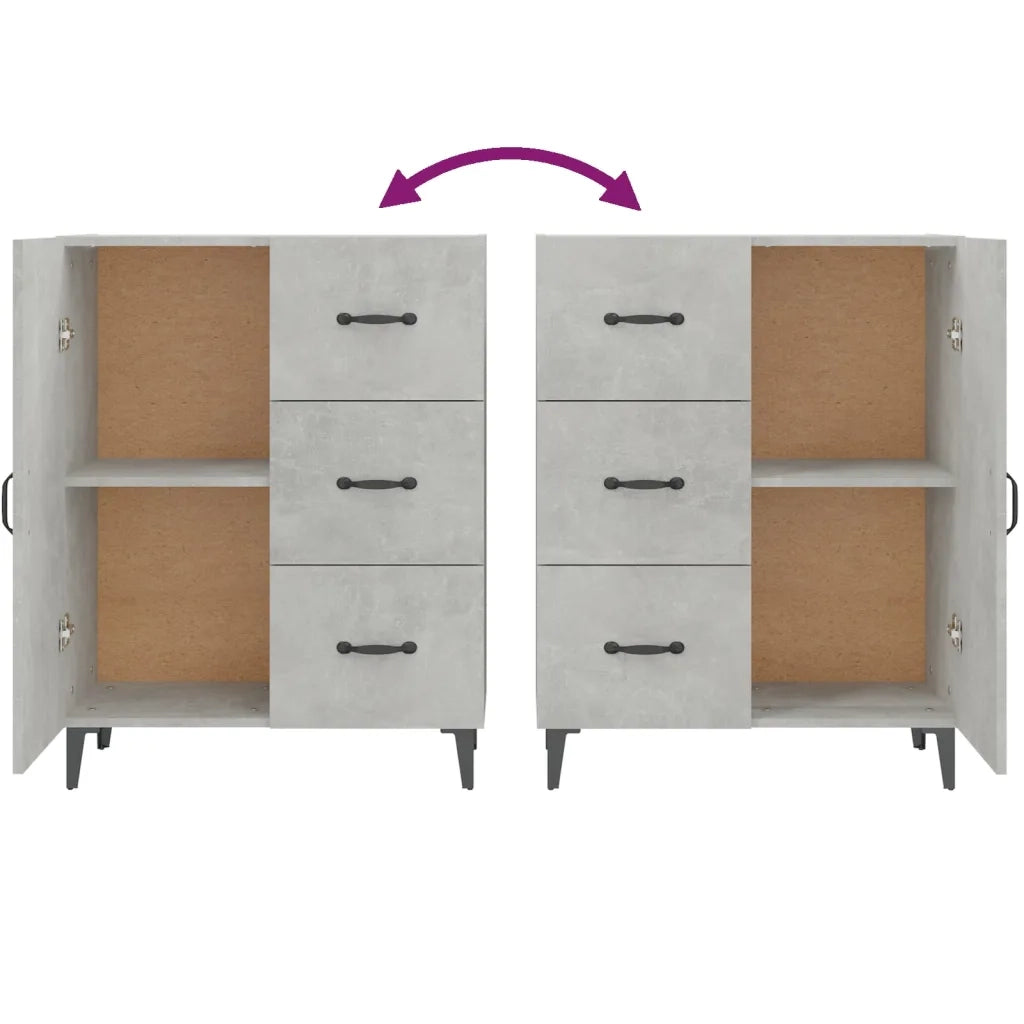 Credenza Grigio Cemento 69,5x34x90 cm in Legno Multistrato 812181