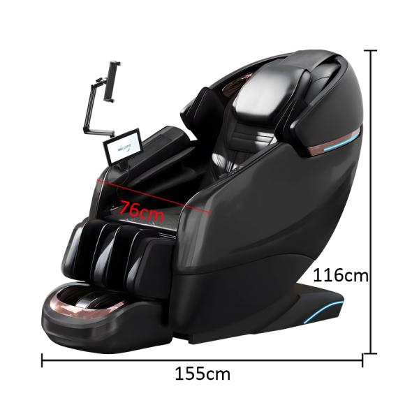 Poltrona massaggiante full body con riscaldamento, guida SL, Bluetooth, Nero