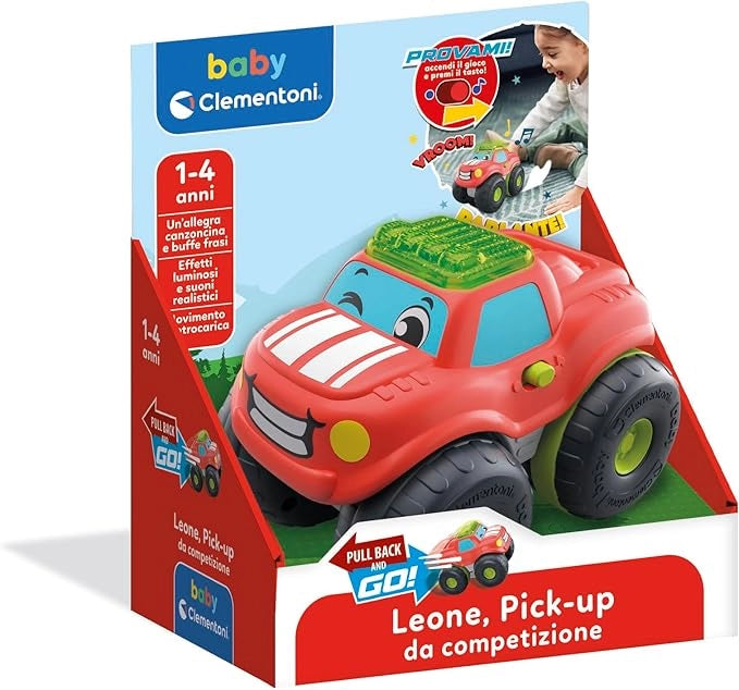 Leone Pick-up, Macchinina Bambino , Gioco Prima Infanzia, Fuoristrada con Suoni e Sirene, Stimola Manualita, Vista e Udi