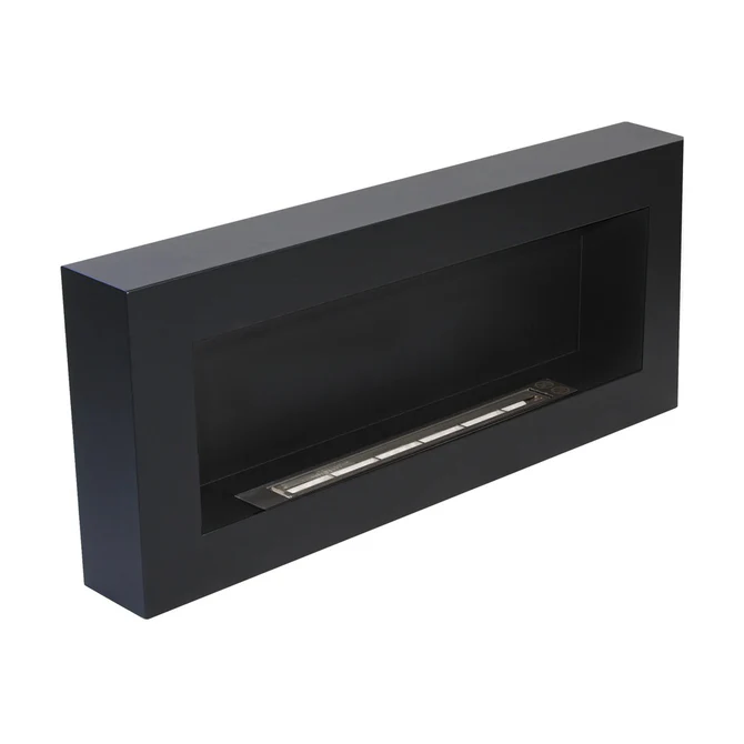 Camino a Bioetanolo da Parete 90x12x40 cm in Acciaio Inox Nero