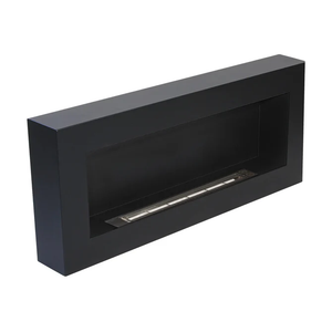 Camino a Bioetanolo da Parete 90x12x40 cm in Acciaio Inox Nero